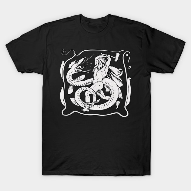 Thor Jörmungandr Battle Ragnarök T-Shirt by Beltschazar